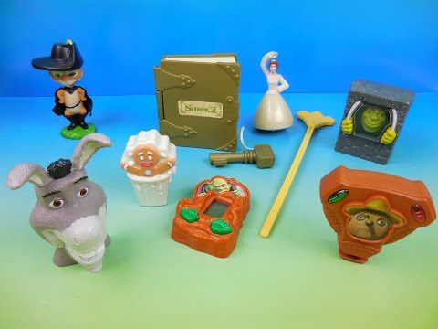 2004 SHREK 2 SET OF 8 BURGER KING COLLECTION MEAL MOVIE TOYS VIDEO REVIEW by FASTFOODTOYREVIEWS
