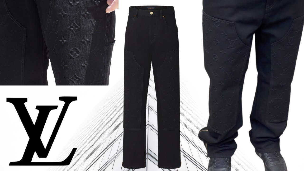 Louis Vuitton Monogram Detail Carpenter Denim Pants Black