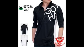 ガッチャゴルフ ロゴプリント 吸水速乾 フェイクレイヤード ドライ ハーフジップ 7分袖ポロシャツ 202gg1210