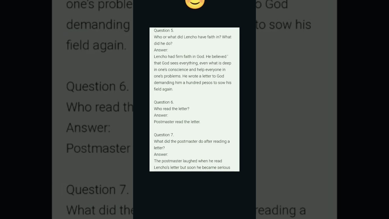 English A letter to God oral comprehension check page 6