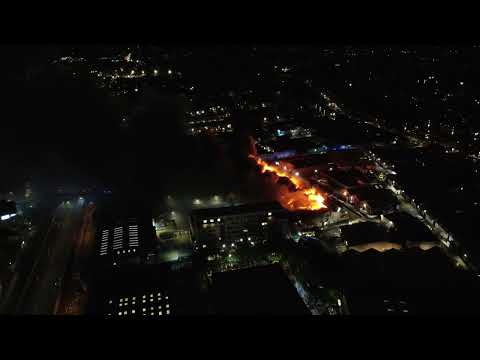 Drone Footage Captures Inferno Engulfing London Warehouse