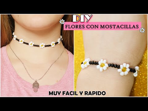 Tutorial🌼 Flores con mostacillas choker /pulsera