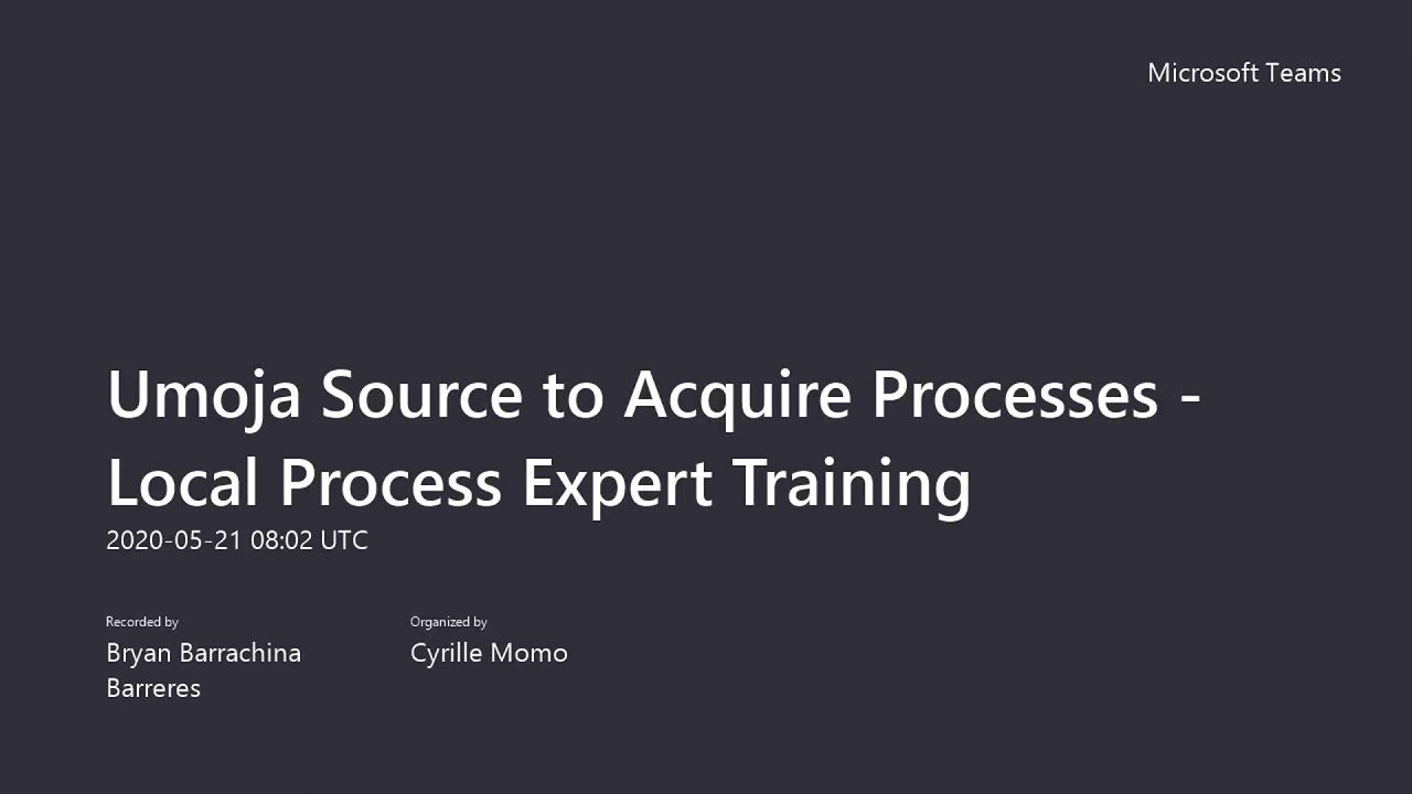 Day 4 (1/2) Umoja Source to Acquire Processes Local Process Expert ...