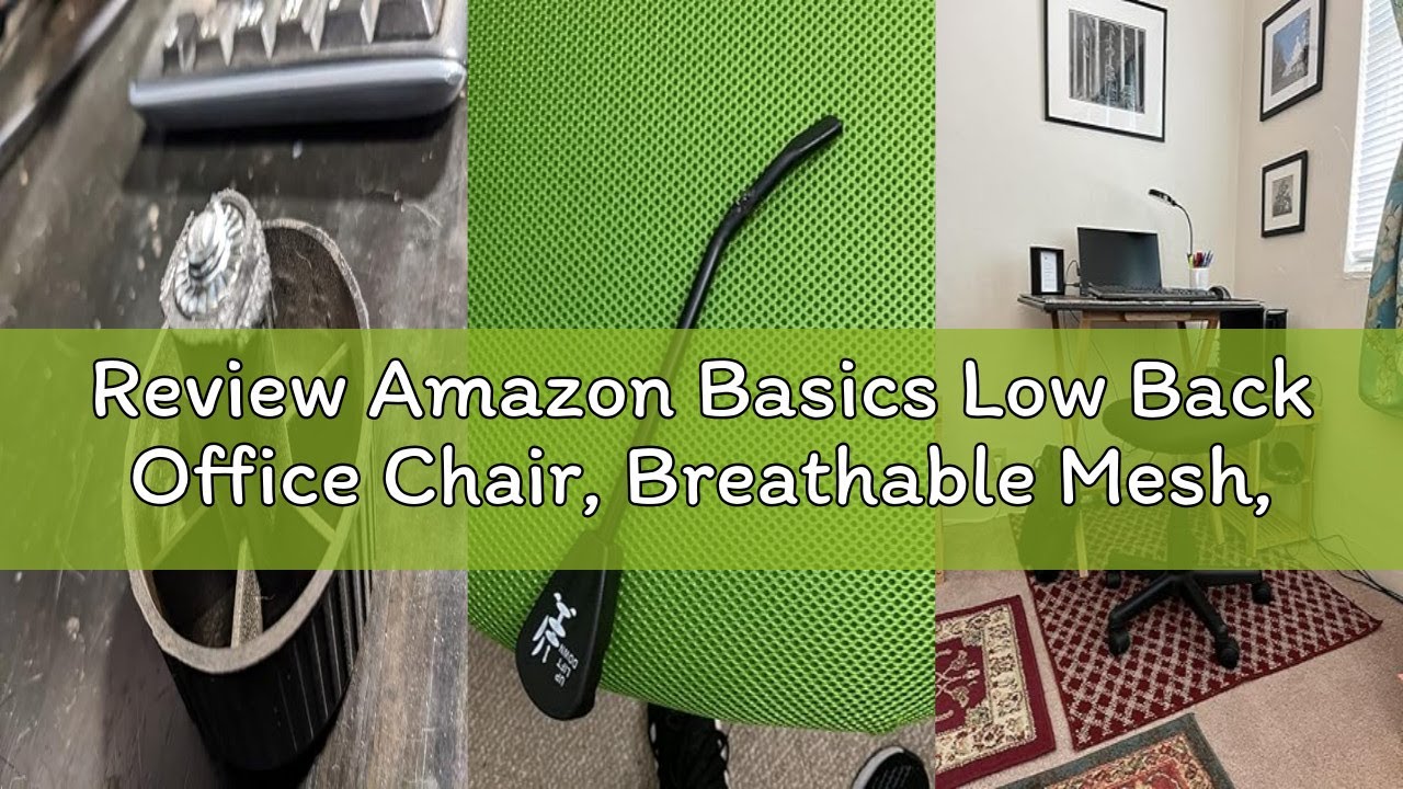 Review Amazon Basics Low Back Office Chair, Breathable Mesh, Height Adjustable, Padded Seat, Rolling