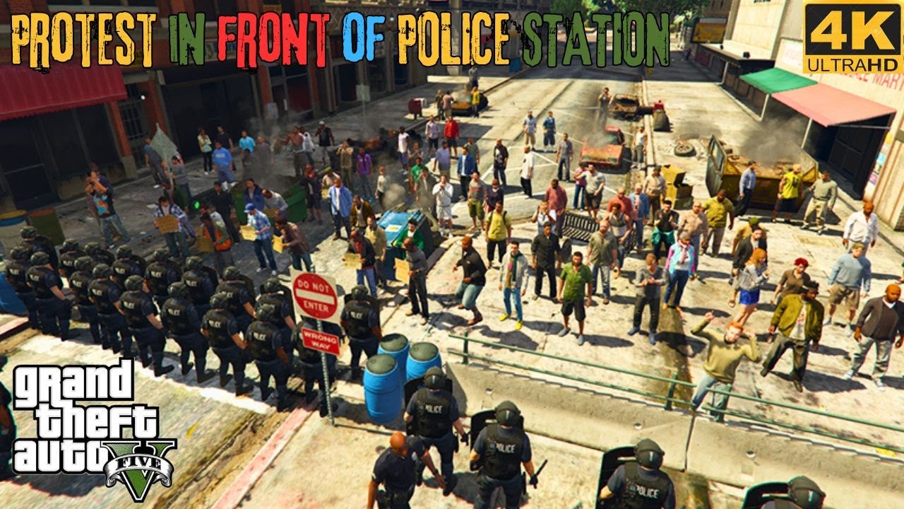 Gta 5 Rde Riots Protest in Front of Police Station: Trevor's Attack - 10-Star Cops ...