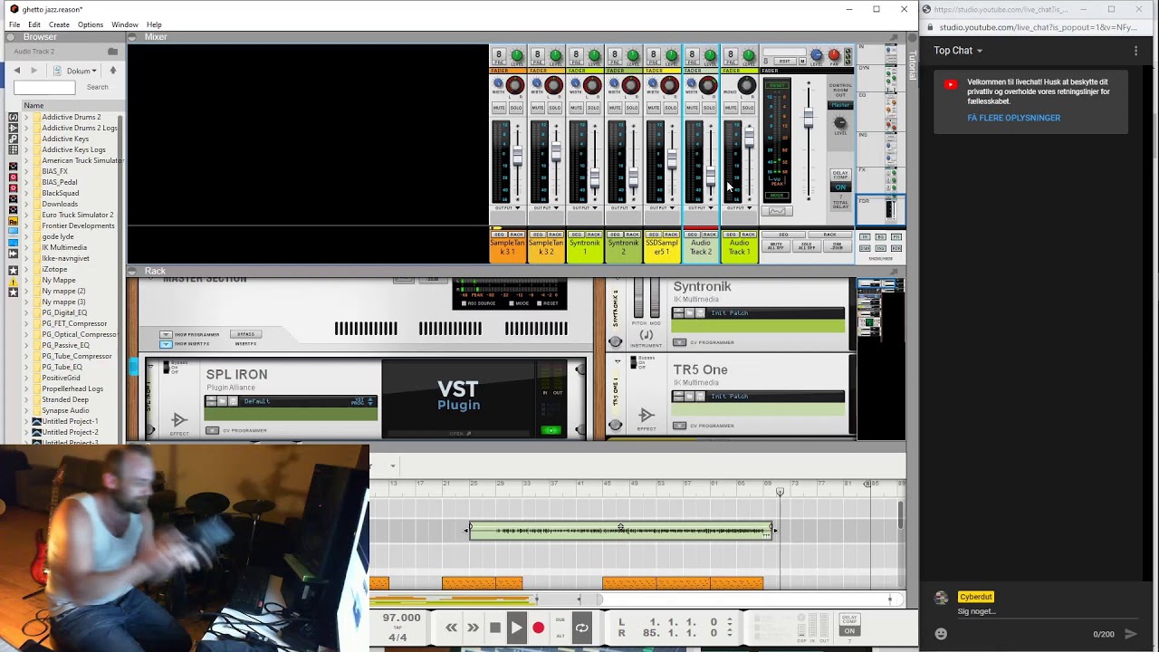 Working on a GhettoJazz  track live in Reason Suite 11