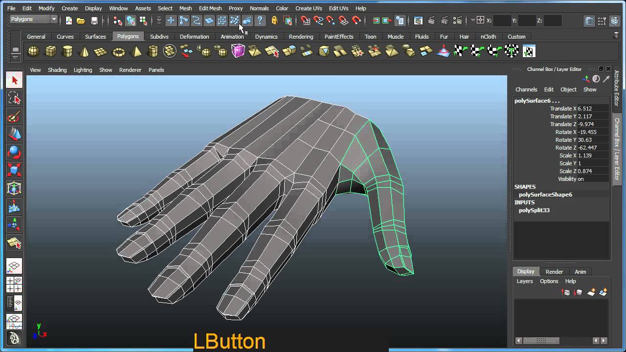 Hand modeling tutorial in Maya 2012 Part 7 of 7 - YouTube