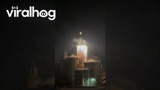 Lighting Up A Church In Italy || Viralhog