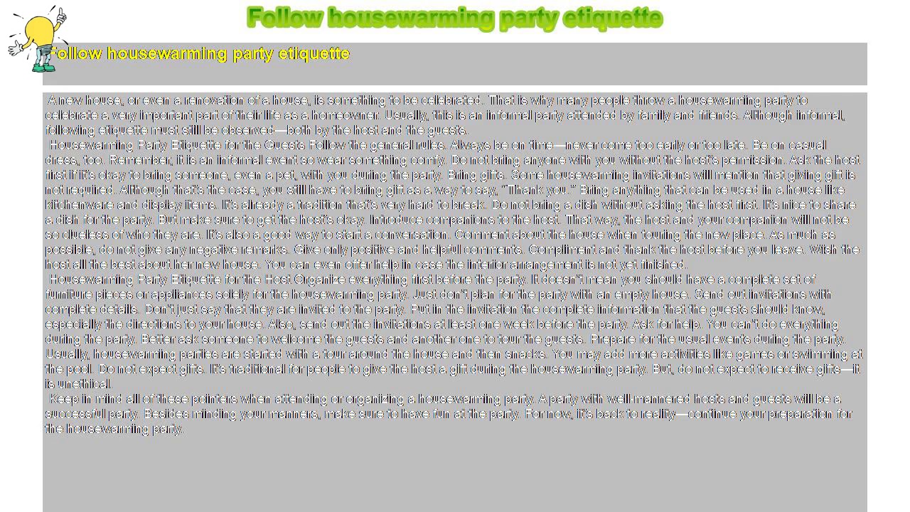 How to Follow housewarming party etiquette YouTube