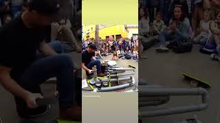 The first street artist mixing bucket and pipe drumming | Lorenzo Mena #streetart #foryou #unique #f