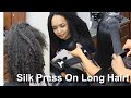 Silk Press and Trim on Long Natural Hair!