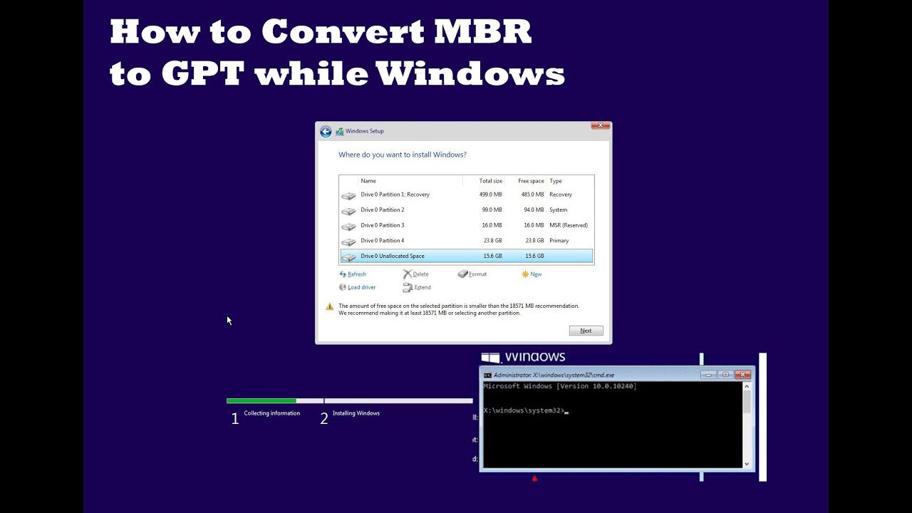 How to Convert MBR to GPT during Windows Installation - YouTube