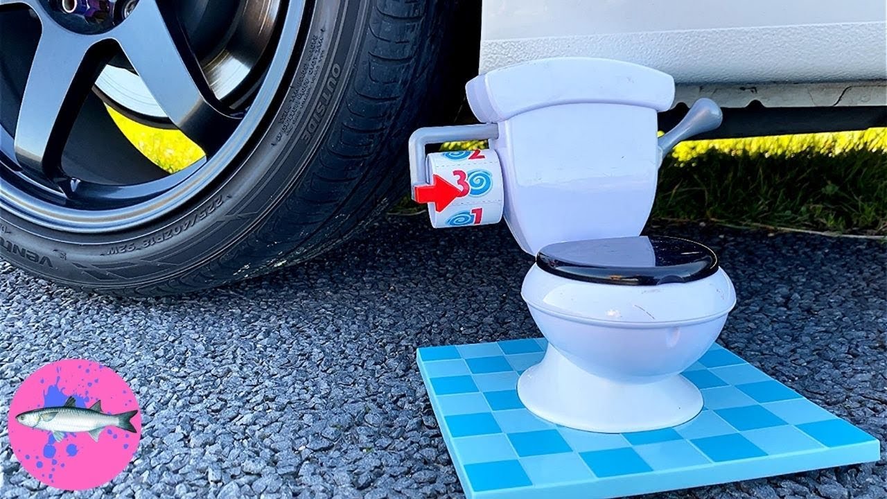 CAR vs TOILET FLUSH Experiment Will It Flush? Crushing Crunchy and
