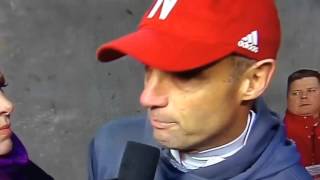 Here's Mike Riley's halftime interview on the Gerry targeting ejection #FosterFarmsBowl