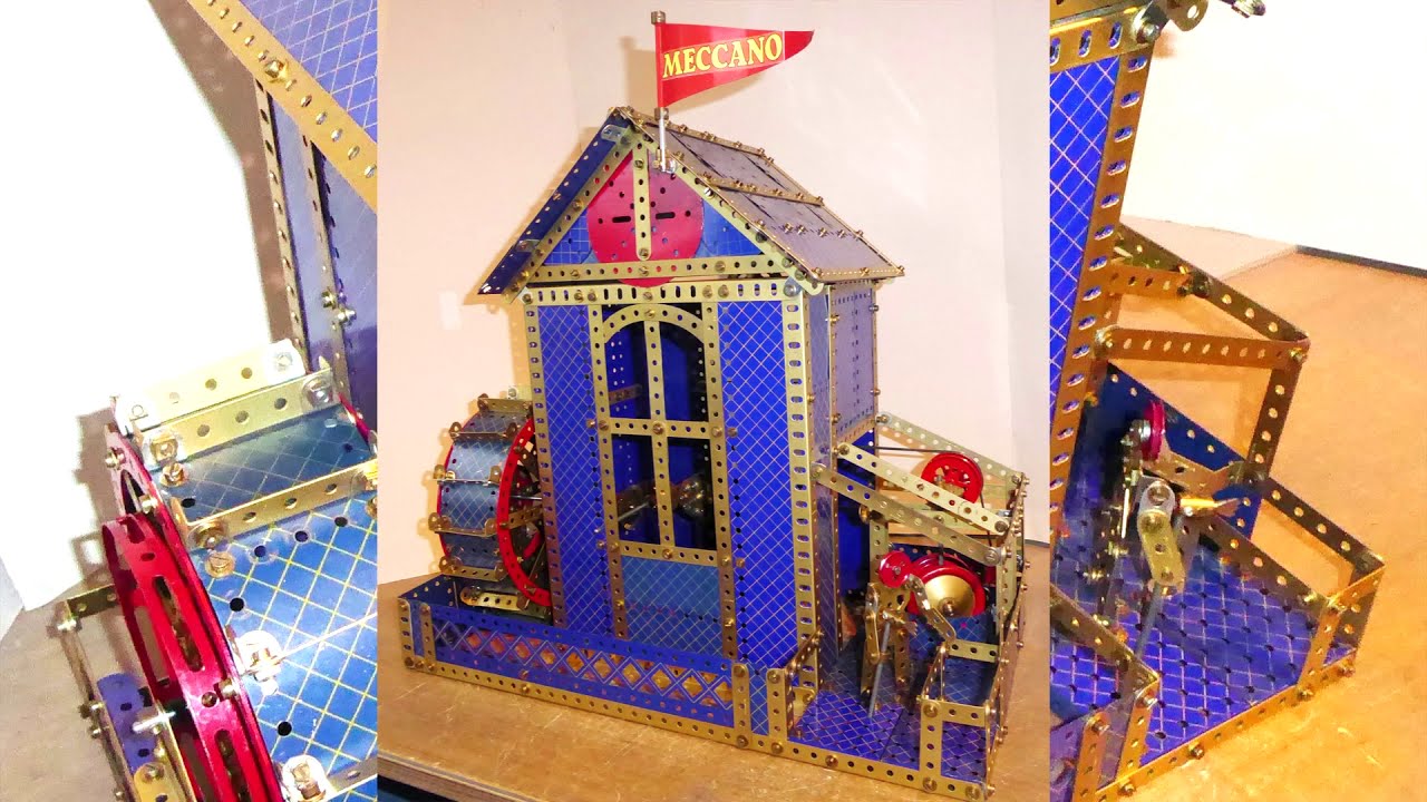 Clockwork Mill Water Mill clockwork Meccano model - YouTube