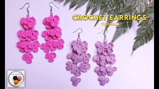 So Beautiful Crochet Flower Bunch Earrings  Crochet A Flower Bunch Step By Step  Tutorial