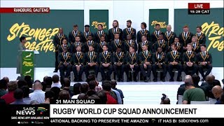 Rugby World Cup 2019 squad announcement Rugby World Cup 2019 squad announcement