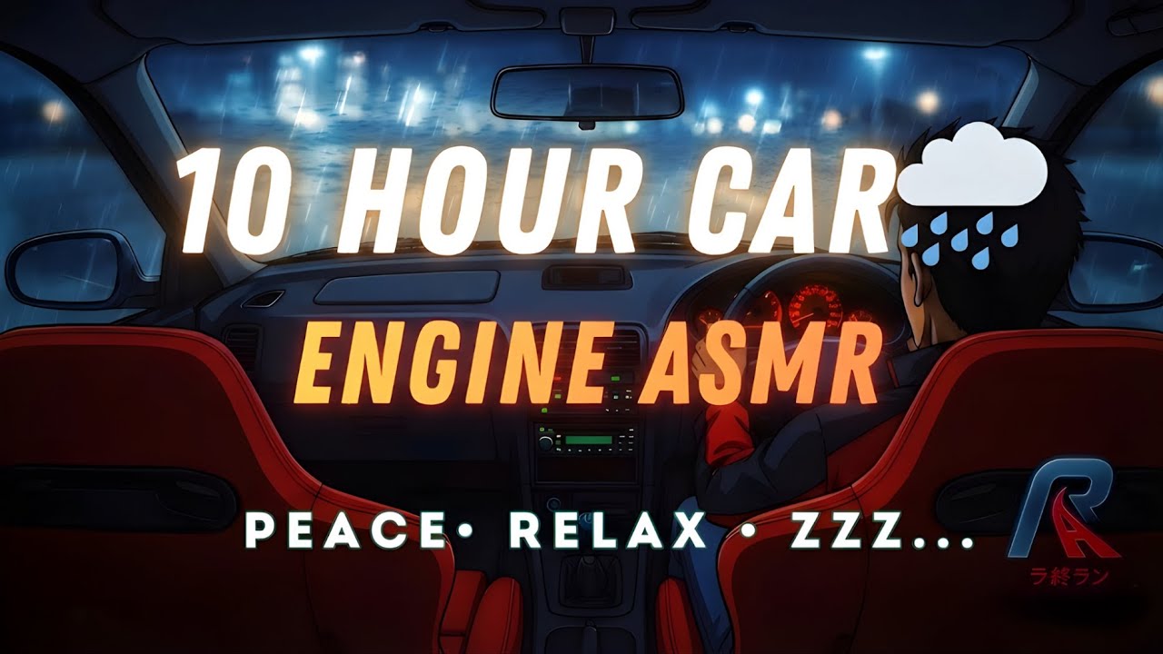 Rain & Engine Idle operation 10 Hours animated Sports Car Ambience ASMR relaxation🌙 JDM
