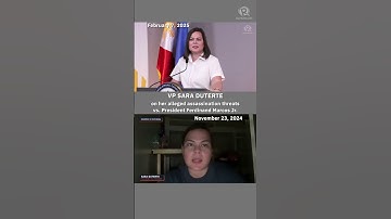 VP Sara Duterte on her alleged assassination threats vs. Pres. Bongbong Marcos