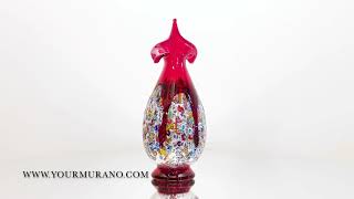 Red murrina murano glass vase | YOURMURANO