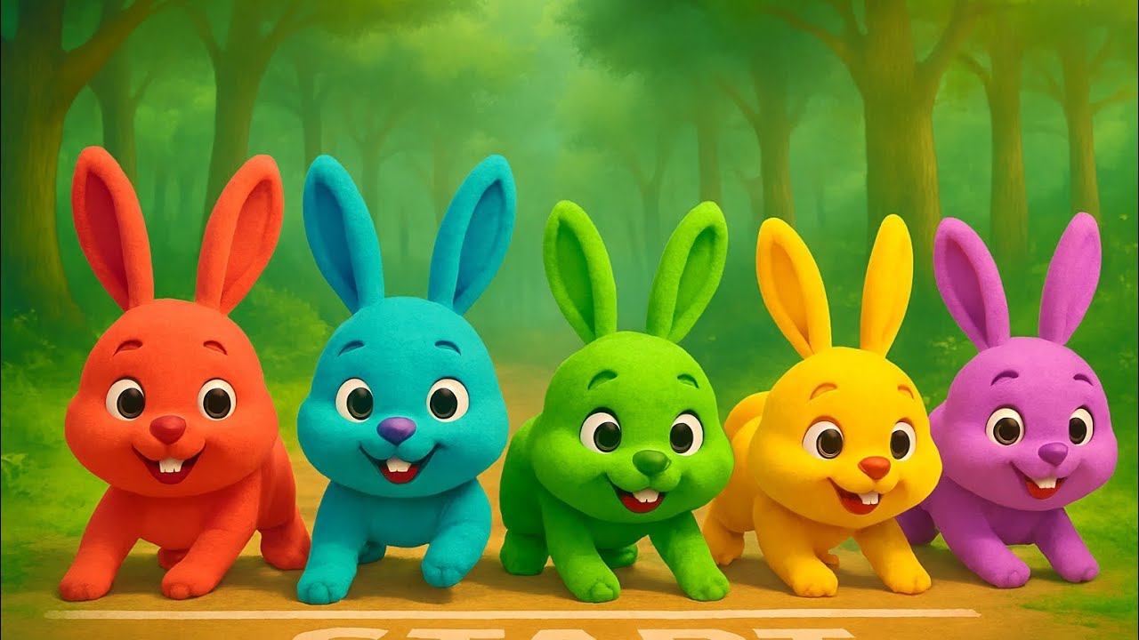 Colourful Bunnies Race 🐰🌈 | Learn Colors | Fun Kids Song | 3D Animated Cartoon