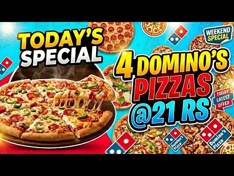 4 DOMINOS PIZZA in ₹21 मे😋|dominos coupon code today|Domino's Pizza offer|dominos pizza offers today