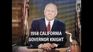 1958, California Governor, Goodwin Knight, SAFE DRIVING DAY IN CA, television announcement