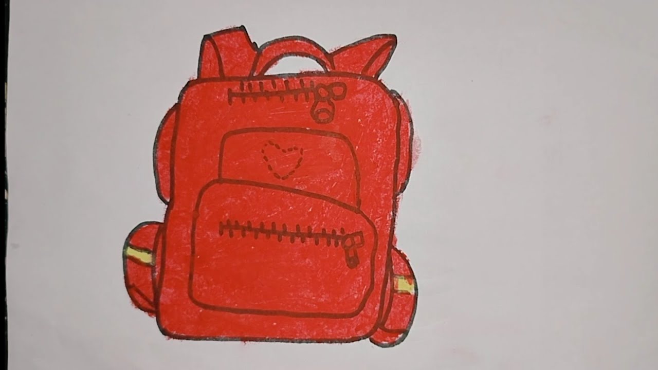 Easy school bag drawing video 