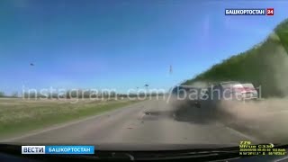 Появилось видео момента аварии на трассе в Башкирии с 5-ю пострадавшими