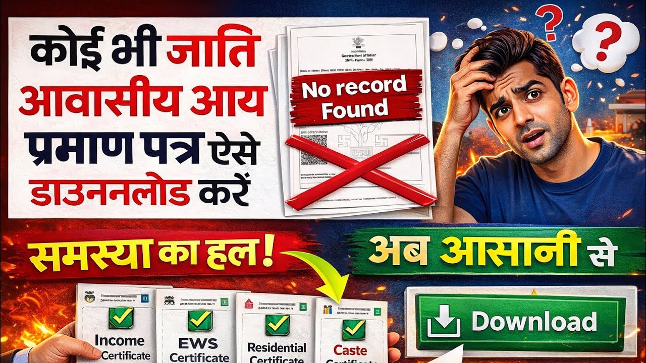 जाति,आवासीय,आय प्रमाण पत्र डाउनलोड नही हो रहा तो ऐसे करो | No record found for the submitted details