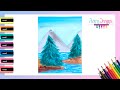 Cómo dibujar un PAISAJE DE MONTAÑA con ACUARELA - Paso a paso
