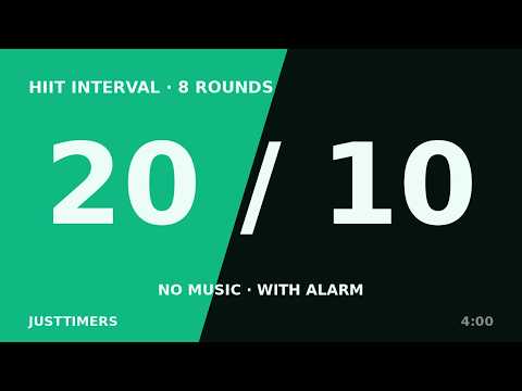 20/10 HIIT Interval Timer — 8 Rounds — Diagonal Sweep