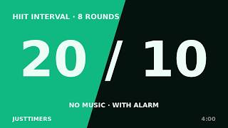 20/10 HIIT Interval Timer — 8 Rounds — Diagonal Sweep