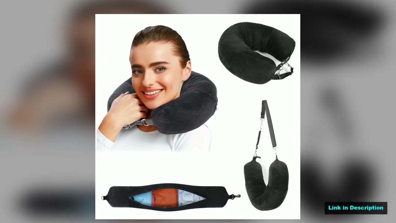 Travel Neck Pillow with Fillable Clothing UShaped Pillowcase Extra Storage Bag Velvet Neck Pillow