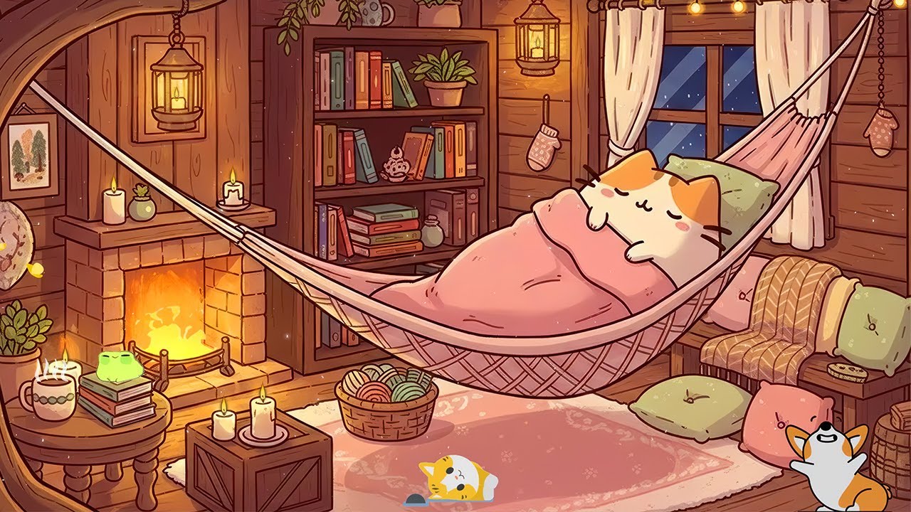 Cozy Night Sleep with Mochi Cat 💤 Lofi Cat Dream 🌙 Chill Beats To Relax / Sleep