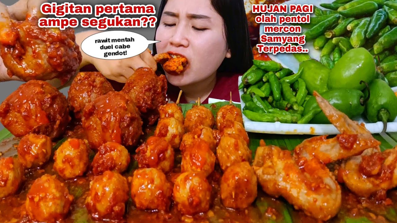 ULU HATI BERGETAR 🥵😫 PENTOL BAKSO PEDAS SAOS SAMYANG LALAPAN RAWIT MENTAH CABE GENDOT❗