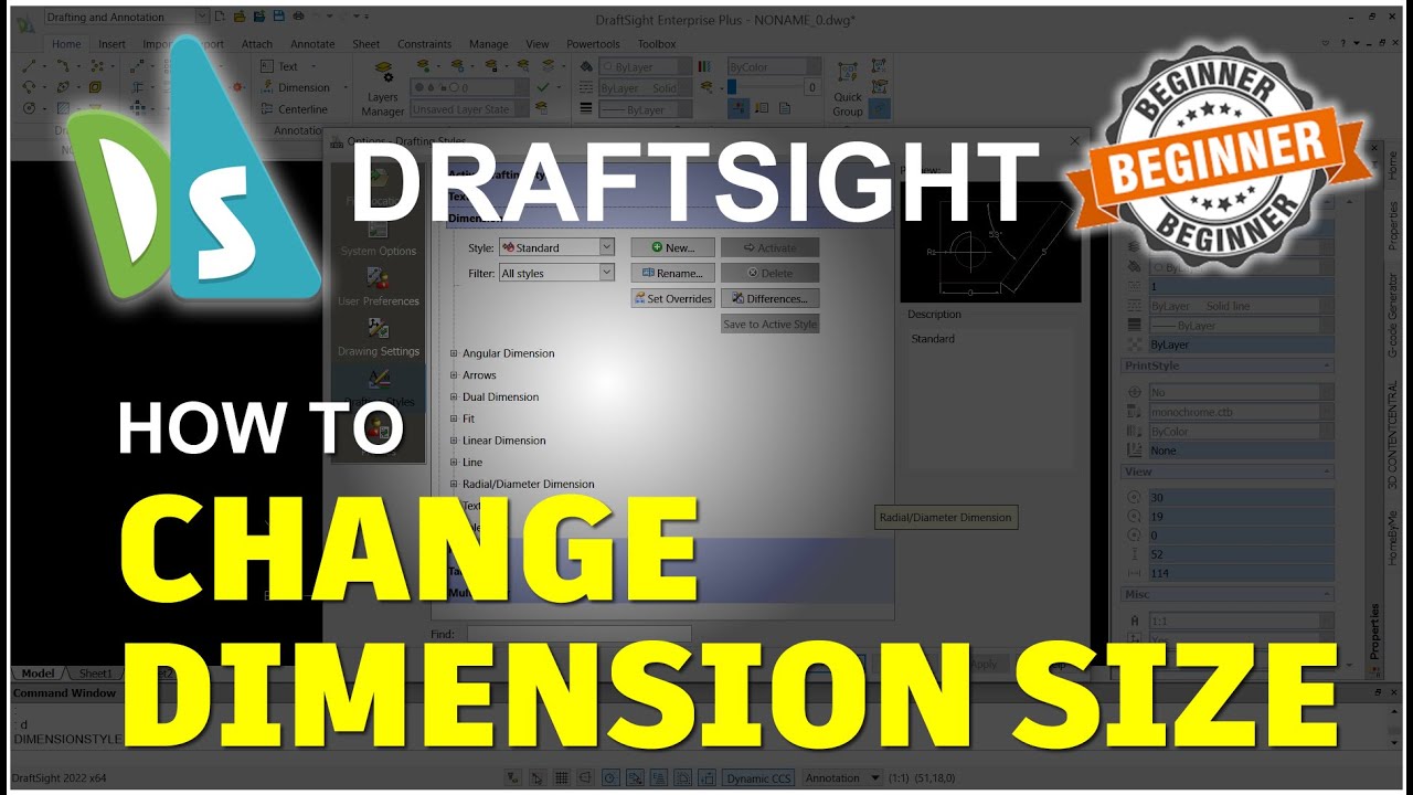 Draftsight How To Change Dimension Size Tutorial YouTube Draftsight How To Change Dimension Size Tutorial YouTube