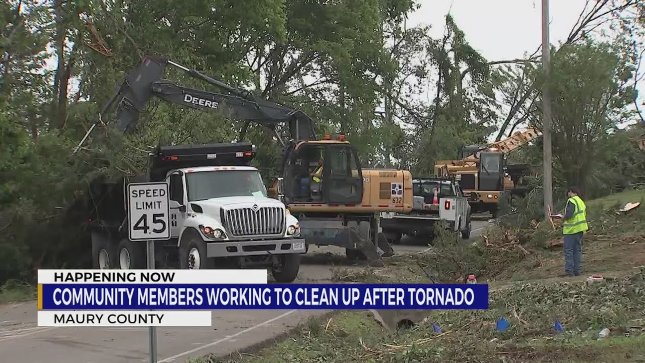 Community members working to cleanup after tornado hits Maury County ...