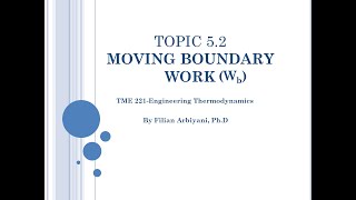 CLOSED SYSTEMS - Topic 5.2: Moving BOUNDARY WORK (Wb)