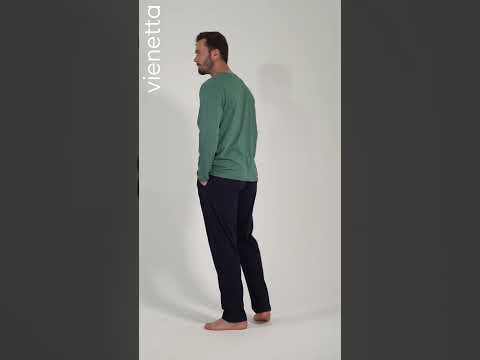 Купить Бавовняний домашній костюм (лонгслів + штани) VIENETTA MAN 6040720000 в Украина в Lingerie.ua - Одяг для дому та відпочинку, Відео 2