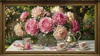 Peony Garden Tea Party - Old Money Luxury - 4K Screensaver screenshot 5