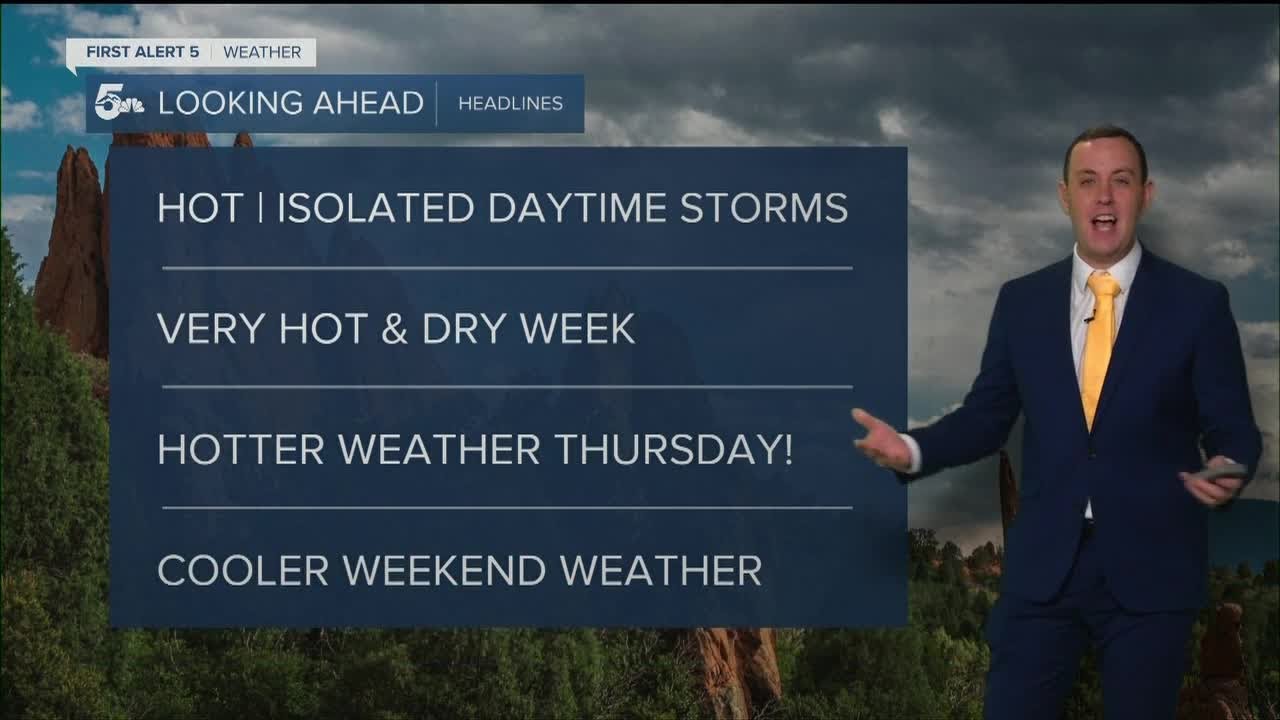 Hot and breezy today with isolated storms and a few strong downdrafts ...