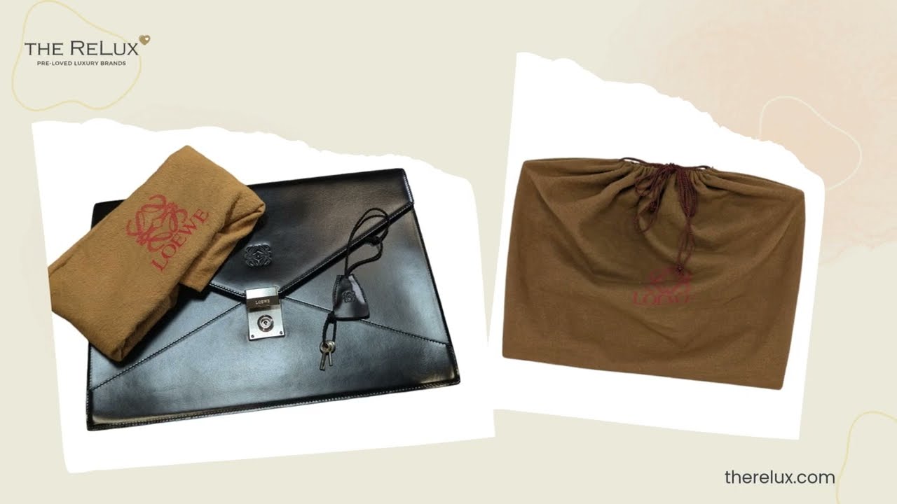 Loewe Vintage Black Anagram Embossed Envelope Portfolio | The Relux