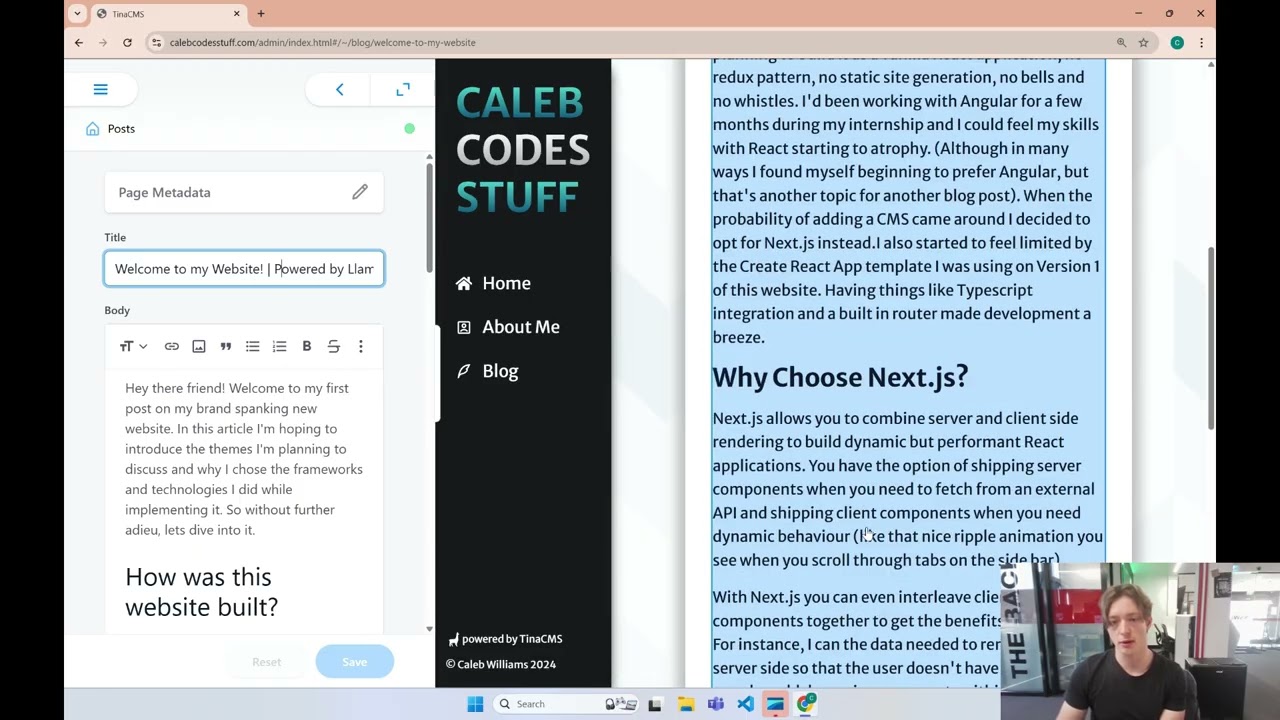 Calebcodesstuff.com - My Brand New TinaCMS Blog Site!