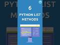 6 Python List methods | Pythonista @FameWorldEducationalHub #pythonista #shorts #listinpython