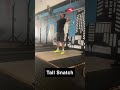 Start with bar at hips, without driving the legs quickly pull body under bar.