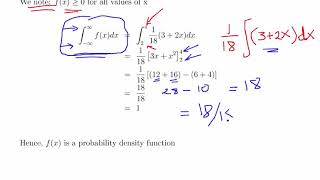 Probability Density Functions of Continuous RVs - Worked Example