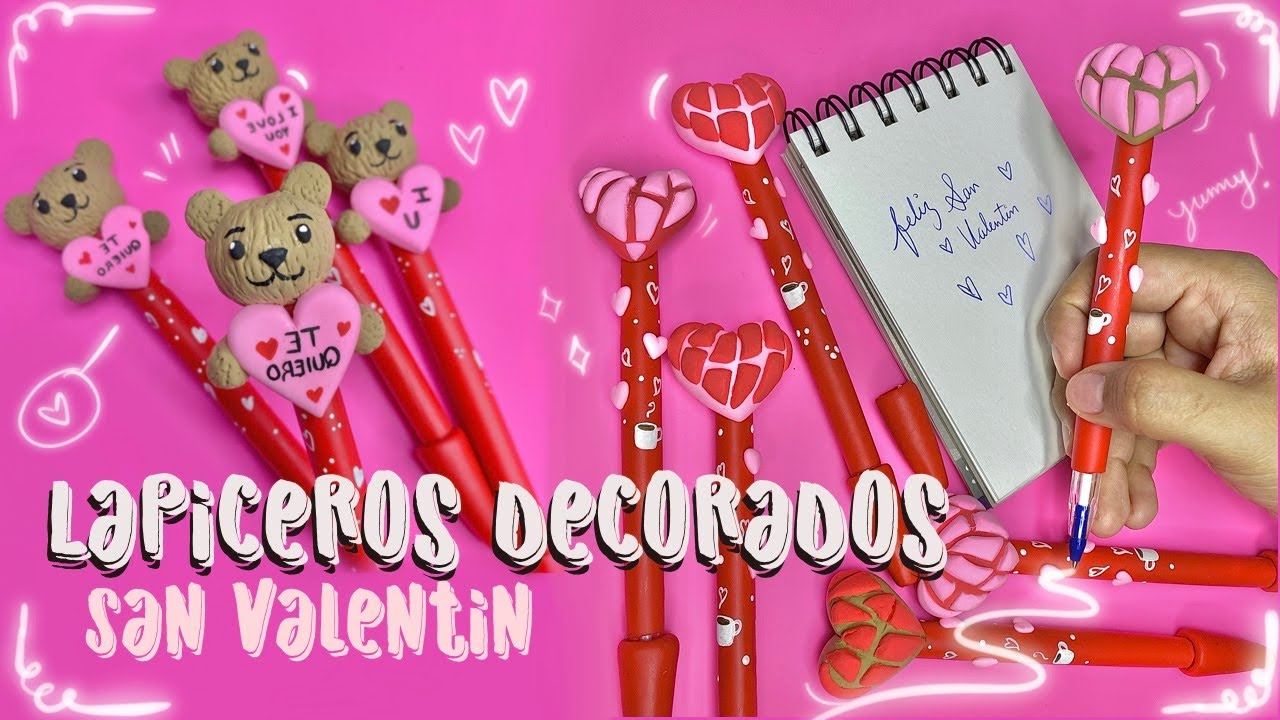 LAPICEROS DECORADOS ❤️| PORCELANA FRIA | FOAMY MOLDEABLE | Valentine`s Day 💌 | Elaiza ART