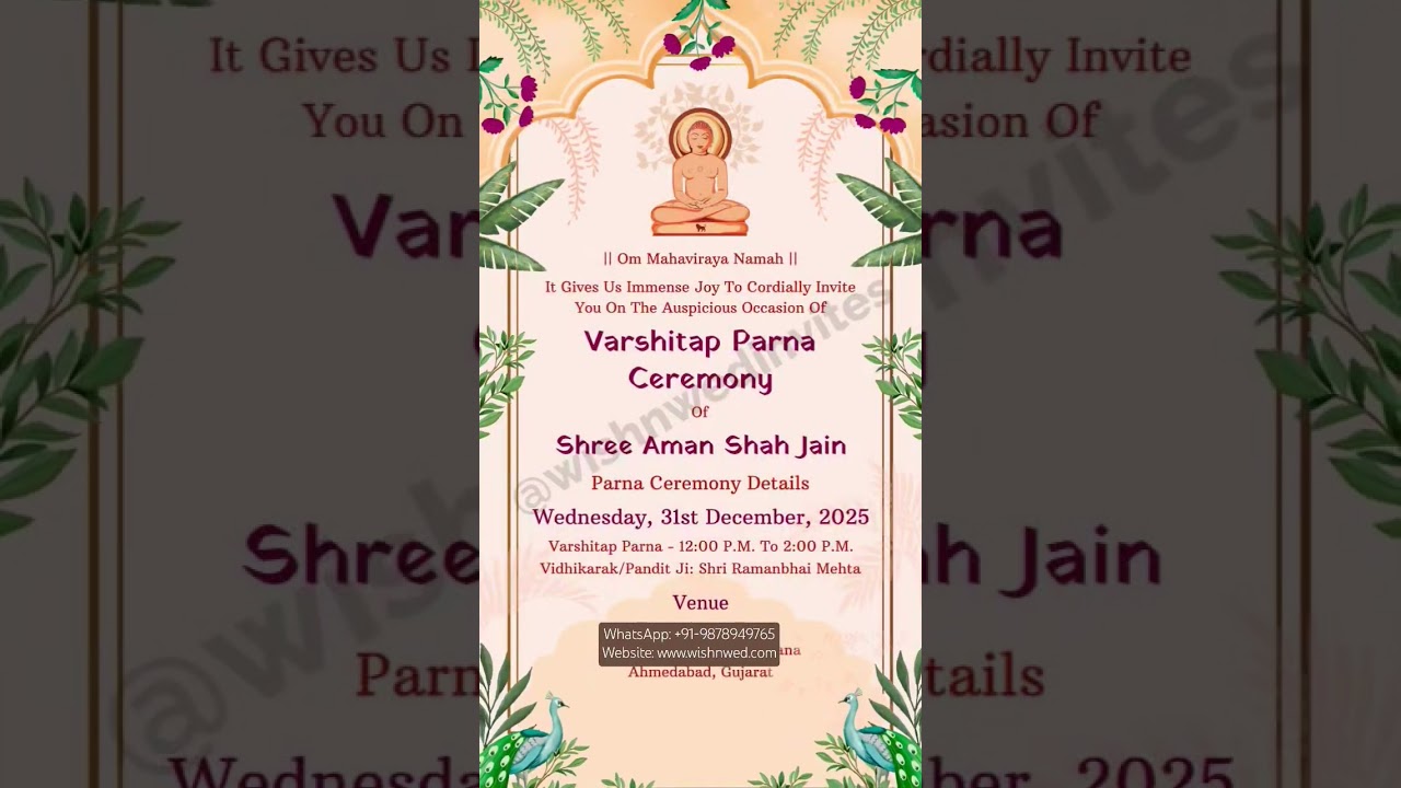 Jain Varshitap Parna Invitation Video Template | WhatsApp +919878949765 - Wish N Wed 