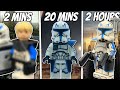 I made a LEGO CAPTAIN REX in 2 minutes, 20 minutes and 2 hours! This is how they came out!